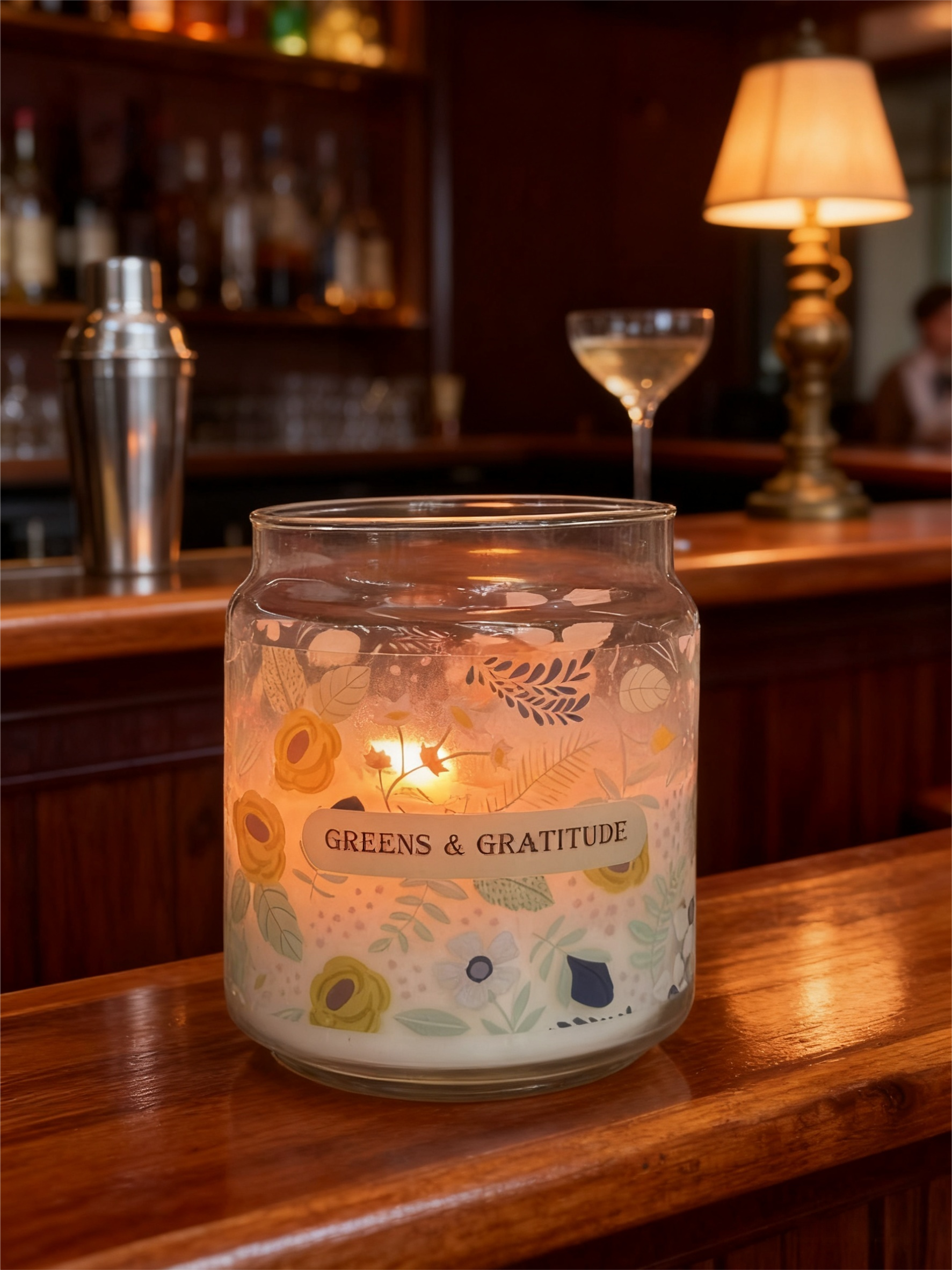 20oz Large Glass Jar Candle - Greens & Gratitude (Style 2)